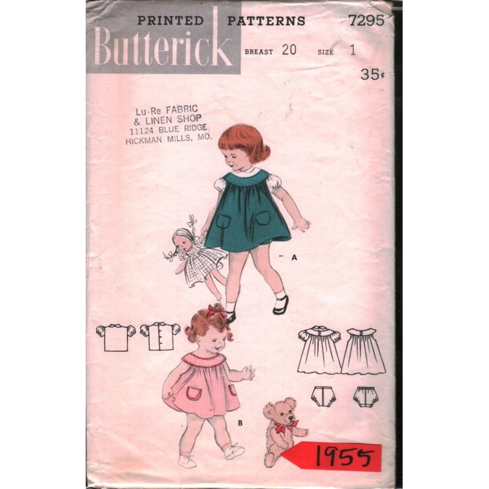 7295 Vintage Butterick‎ Toddler Jumper Blouse Panty Sewing Pattern Size 1 CUT